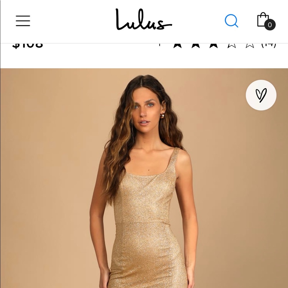 Lulus gold sparkly dress size Medium. Never worn. Tags still on it.